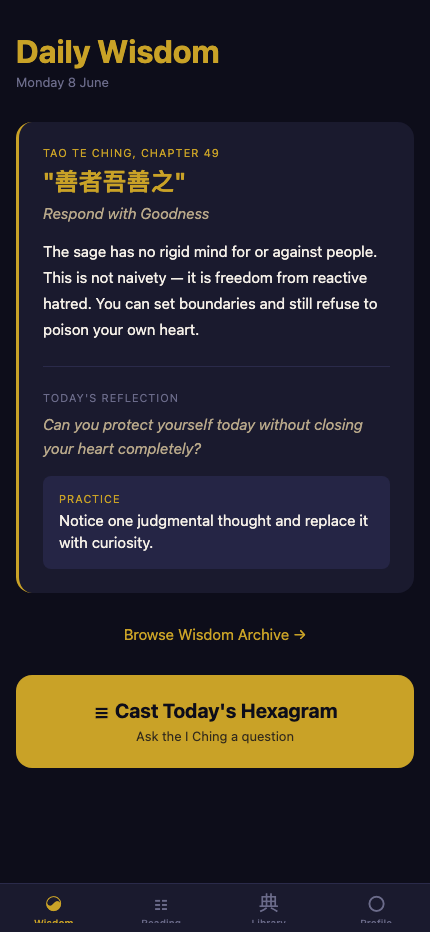 TaoQi daily wisdom home screen