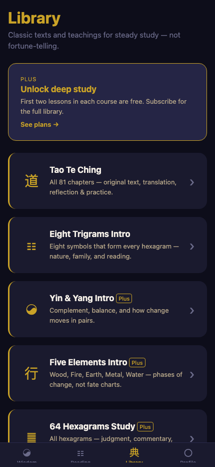 TaoQi library with 81 Tao Te Ching chapters