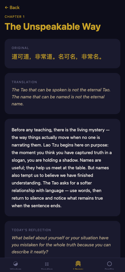 Tao Te Ching chapter detail in TaoQi